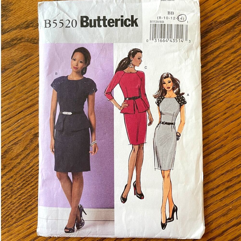 2010s Butterick 5520 Sewing Pattern Womens XS-M Petite Bodycon Dress COMPLETE